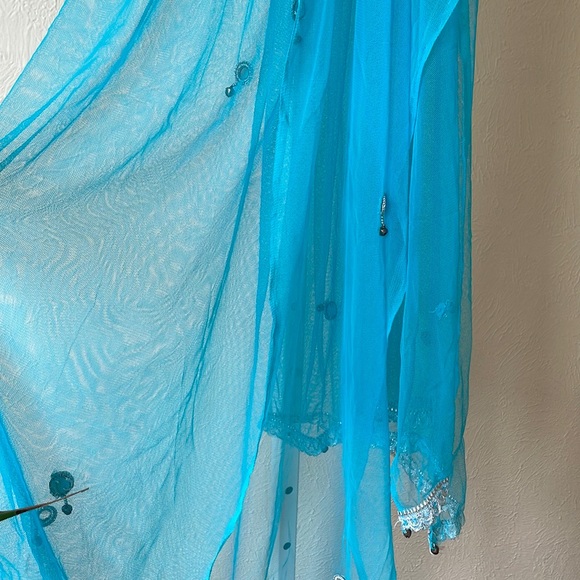 Gorgeous Indian/Iranian turquoise embellished scarf/wrap - Picture 1 of 9